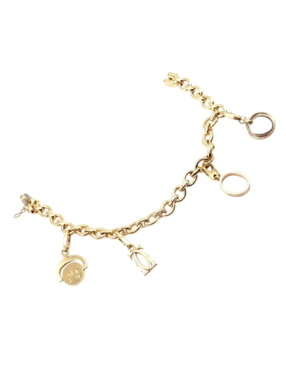 Authentic Cartier 18k Yellow Gold LOVE Trinity Double C Charm Link Bracelet 1995